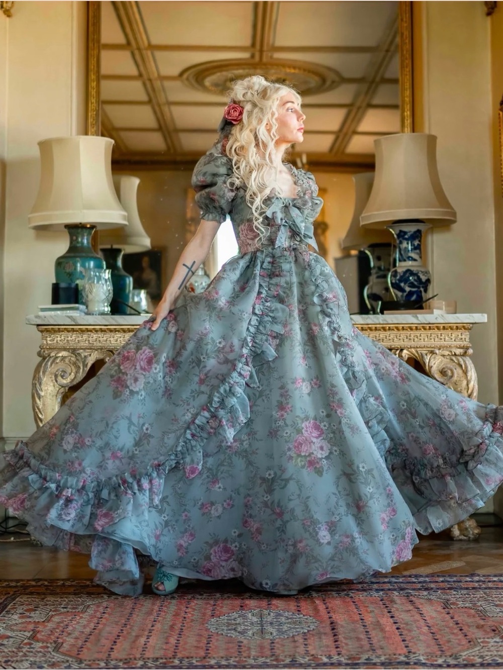 Fanciful Doll Plains of Elysium Gown in Sage Green - Picture 2 of 4